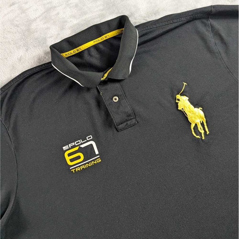 Polo Ralph Lauren Polo Shirt Mens 2XL Black Polo 67 Training Big Pony Mesh READ